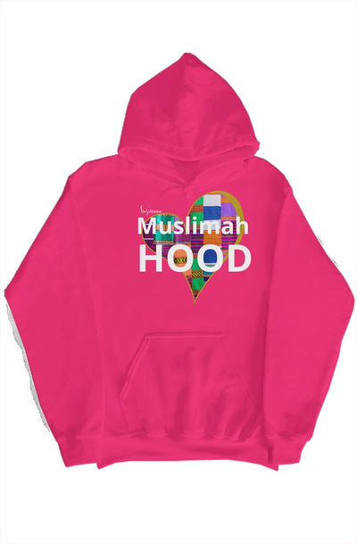 Bismaaa Muslimah Hood - Magenta African Print Liner Pullover Hoodie