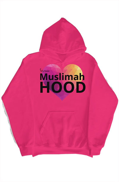 Bismaaa Muslimah Hood Signature Heart Magenta PulloverHoodie